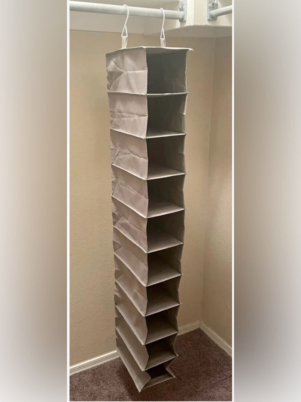 NWOT~ Gray Hanging Closet Shoe & Miscl Items Organizer